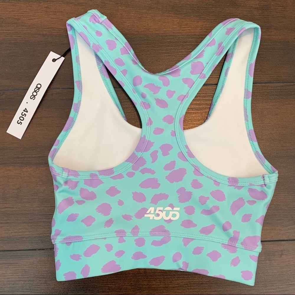 NWT ASOS 4505 Turquoise & Purple Cheetah Print Sports Bra - Picture 2 of 3